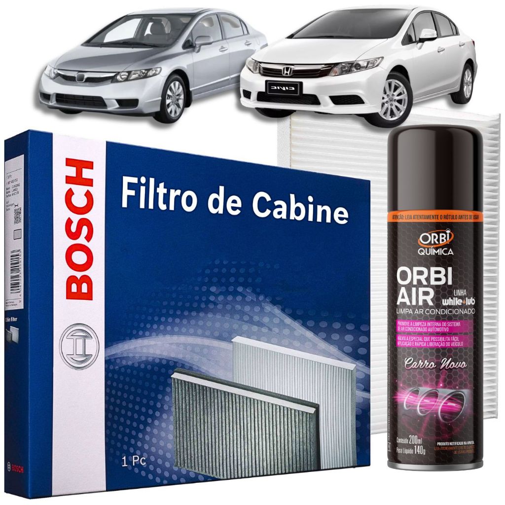 Filtro Ar condicionado CIVIC 07 à 16  BOSCH + Limpa Ar ORBI em Oferta na Shopee
