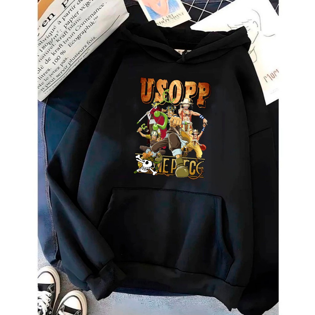 Blusa Canguru Inverno Capote Moletom Capote Unissex C/ Capuz God Usopp One Piece Chapéu de Palha Casual Exclusivo