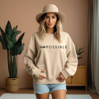 Moletom Gola Redonda Suéter Estampado Impossível Unissex