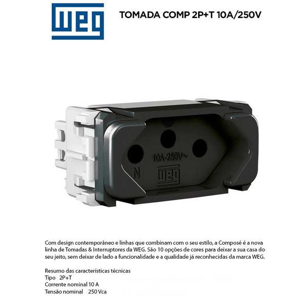Módulo Tomada 20A Preta  Composé Weg 05Pçs