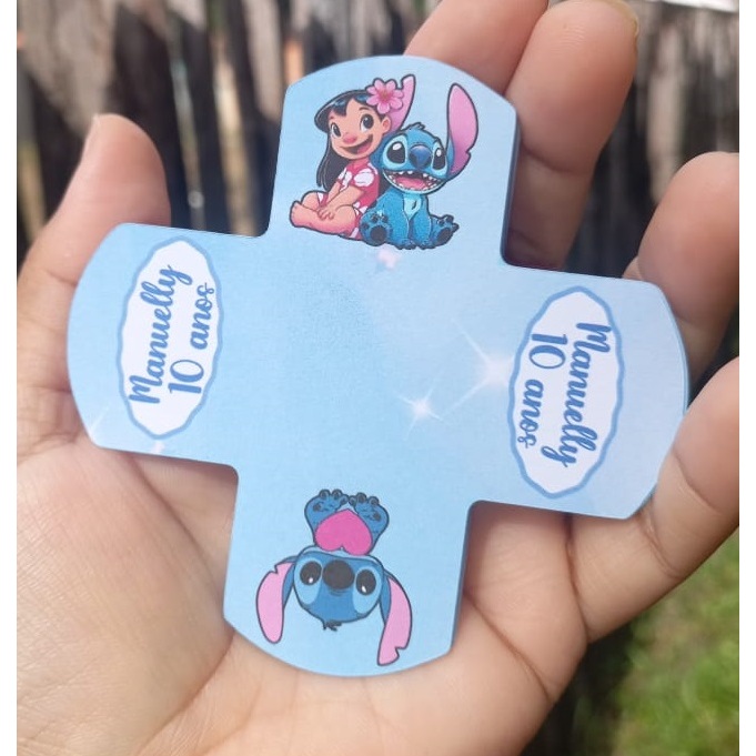 Stitch azul Forminhas Personalizadas de Doce Brigadeiro 4 Pétalas - Festa de aniversário - Lembrancinha