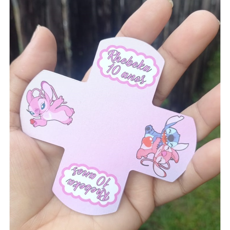 Stitch rosa Forminhas Personalizadas de Doce Brigadeiro 4 Pétalas - Festa de aniversário - Lembrancinha