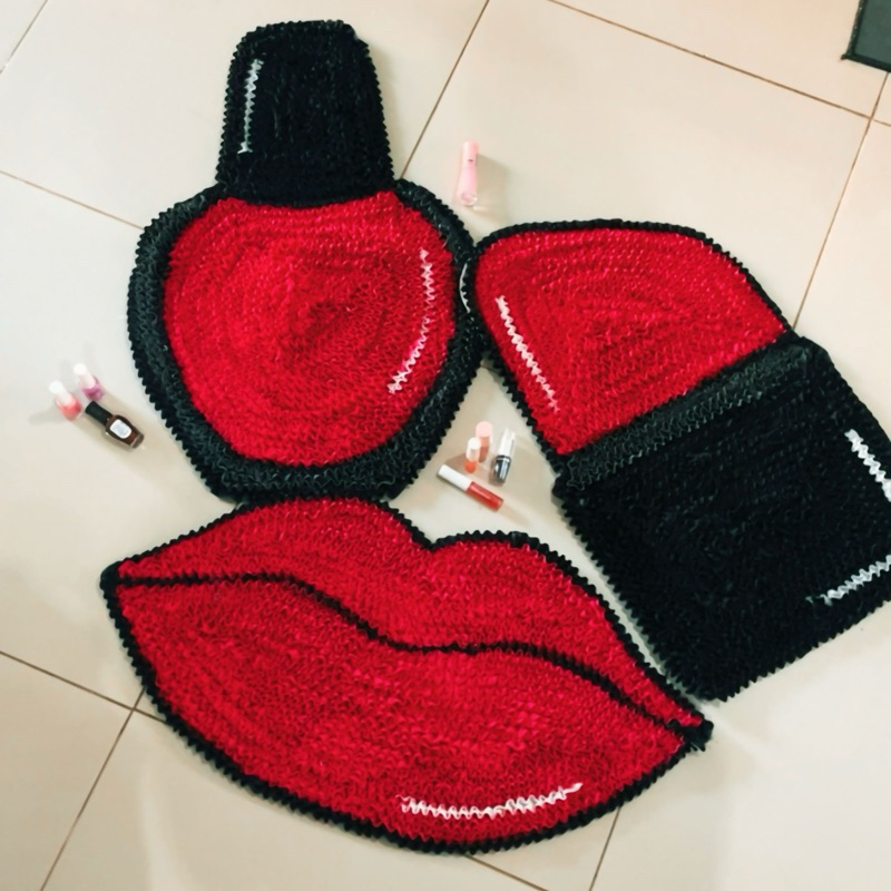 Jogo de tapetes decorativo frufru kit três tapete banheiro em Oferta na Shopee