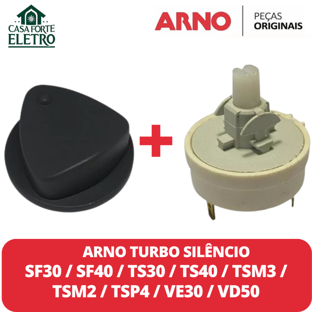 Interruptor 3 Vel. e Botão Ventilador Arno Turbo Silêncio SF40 / SF30 / TS30 / TS40 / TSM3 / TSM2 / TSP4 / VE30 / VD50