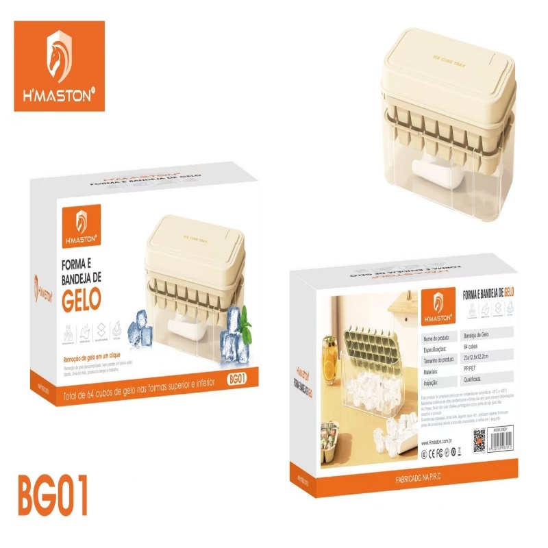 Caixa Forma Fábrica E Armazenagem De Gelo 64 Forma Bandeja Cubo de Gelo Caixa Dupla Dispenser