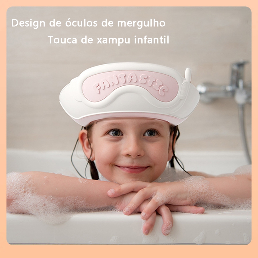 Touca de xampu infantil de silicone, proteção auricular à prova d'água, o bebê não chora mais ao lavar o cabelo
