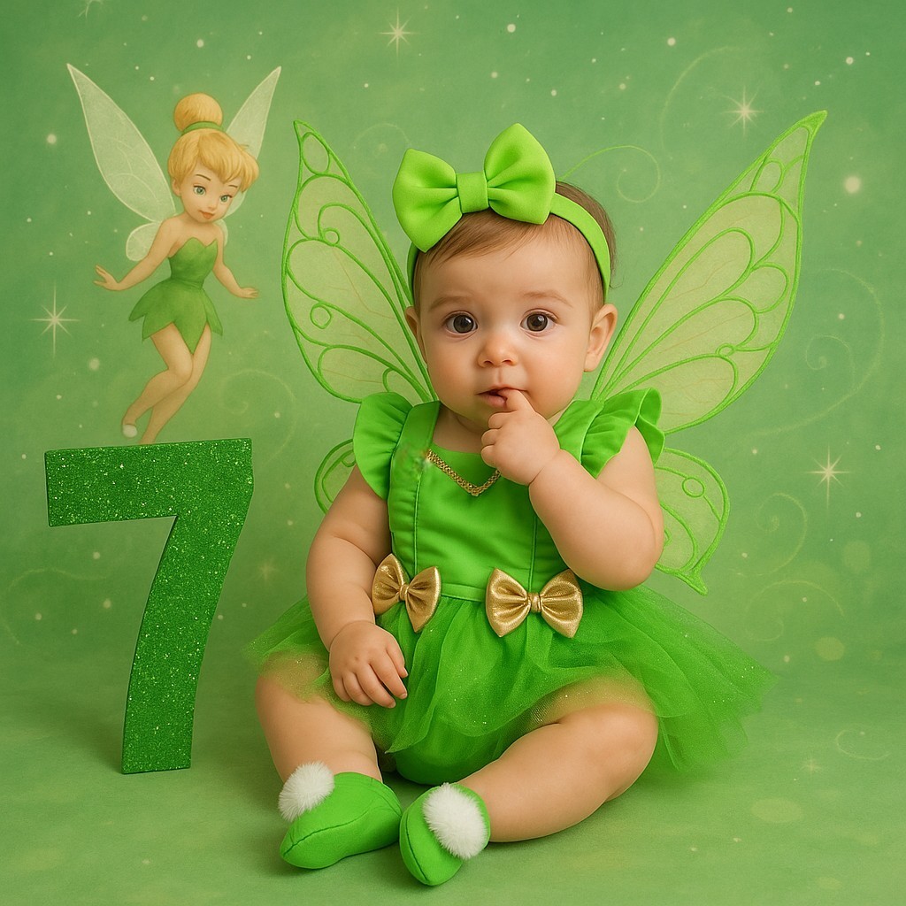 Jardineira Romper Saia Conjunto Roupa de bebe Fada Menina Fantasia Mesversario Tinker Bell Sininho em Oferta na Shopee