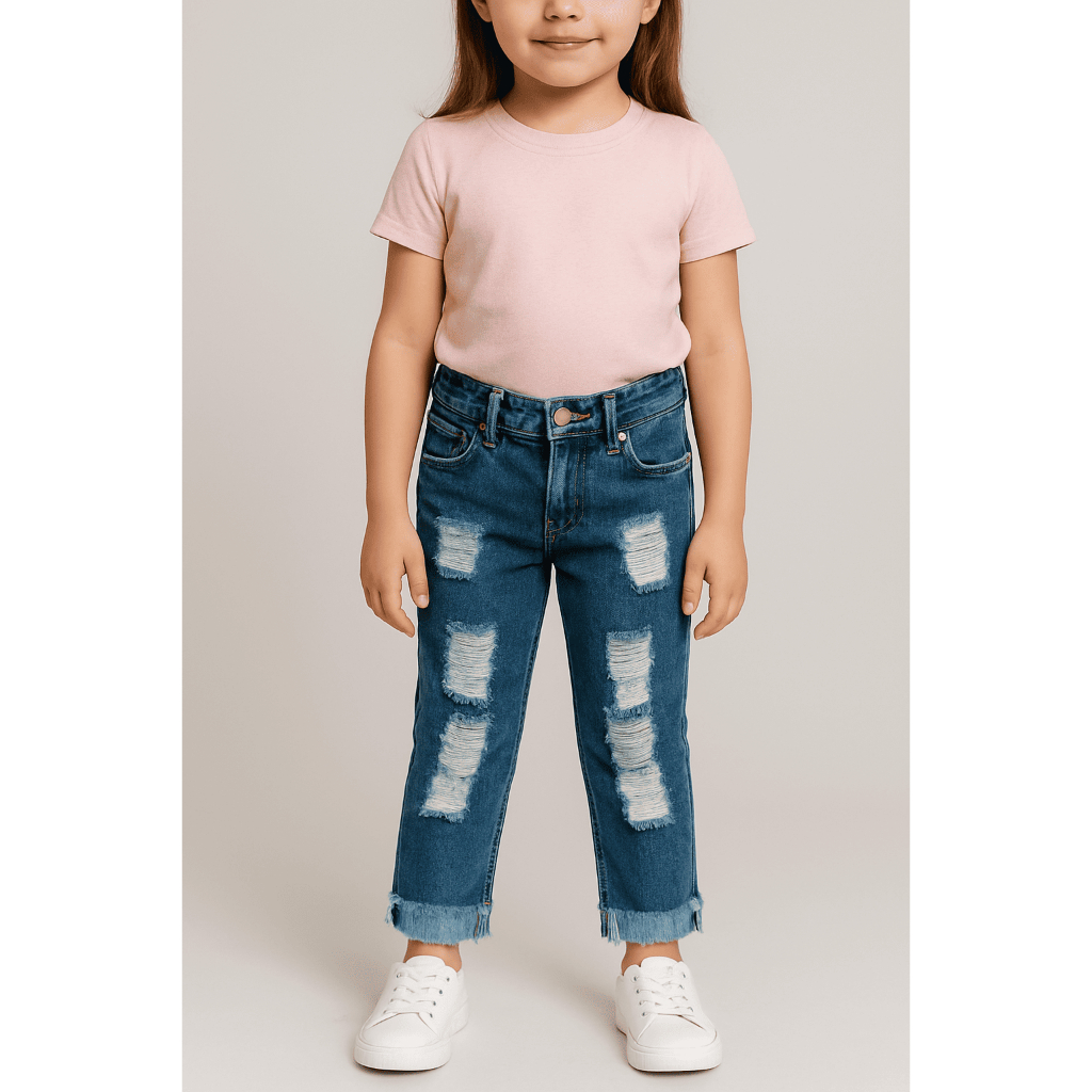 Calça Jeans Destroyed Infantil Menina Blogueirinha Mini Diva Menina Influencer Modinha