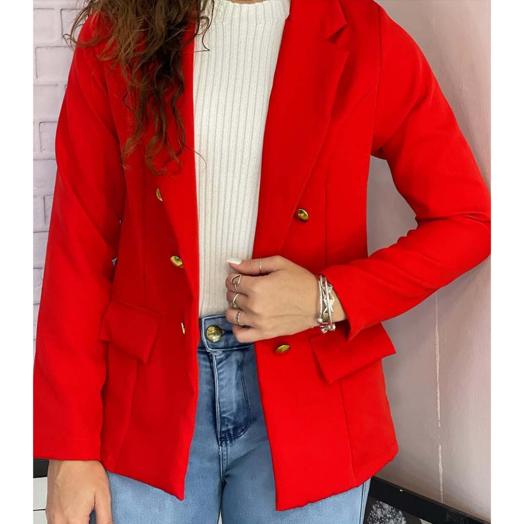 CASACO SOCIAL FEMININO Elegância Máxima! Blazer Alfaiataria c/ Botões Dourados ✨ ENVIO IMEDIATO