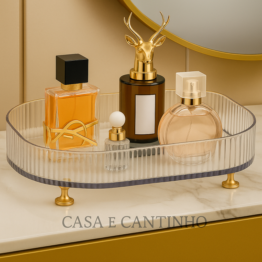 Caixa de Armazenamento Transparente Multiuso Decorativa Multiuso Casa Cozinha Closet Banhe...