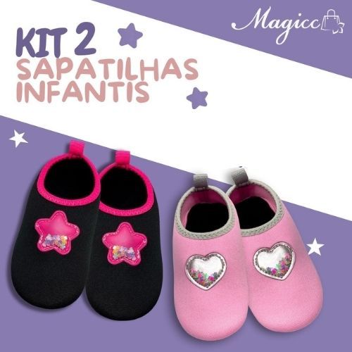 Kit Infantil Sapatilha Meia Menina Antiderrapante Macia Conforto Calce Fácil Magicc Kids S109/S112