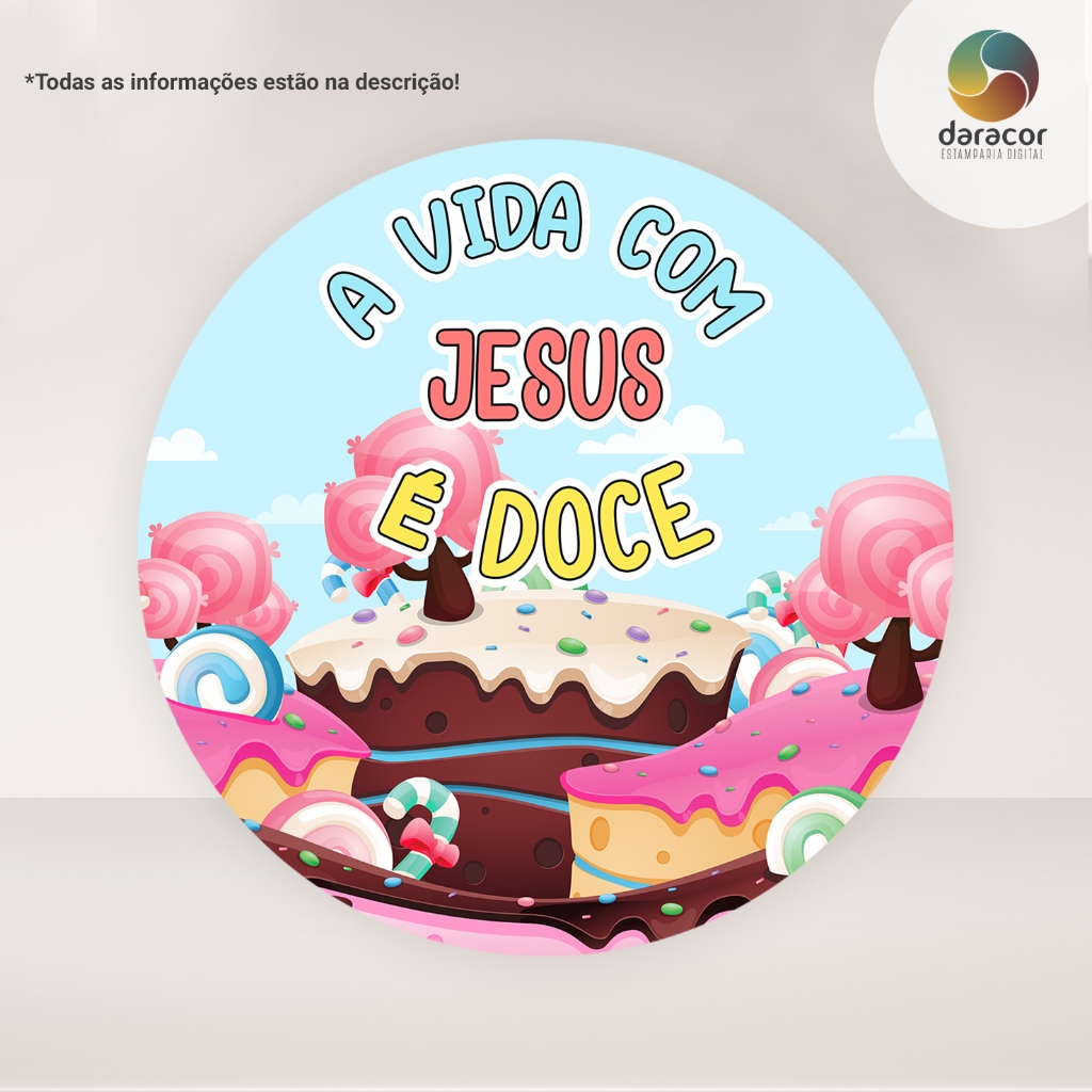 Painel Redondo Vida Com Jesus C/Elástico