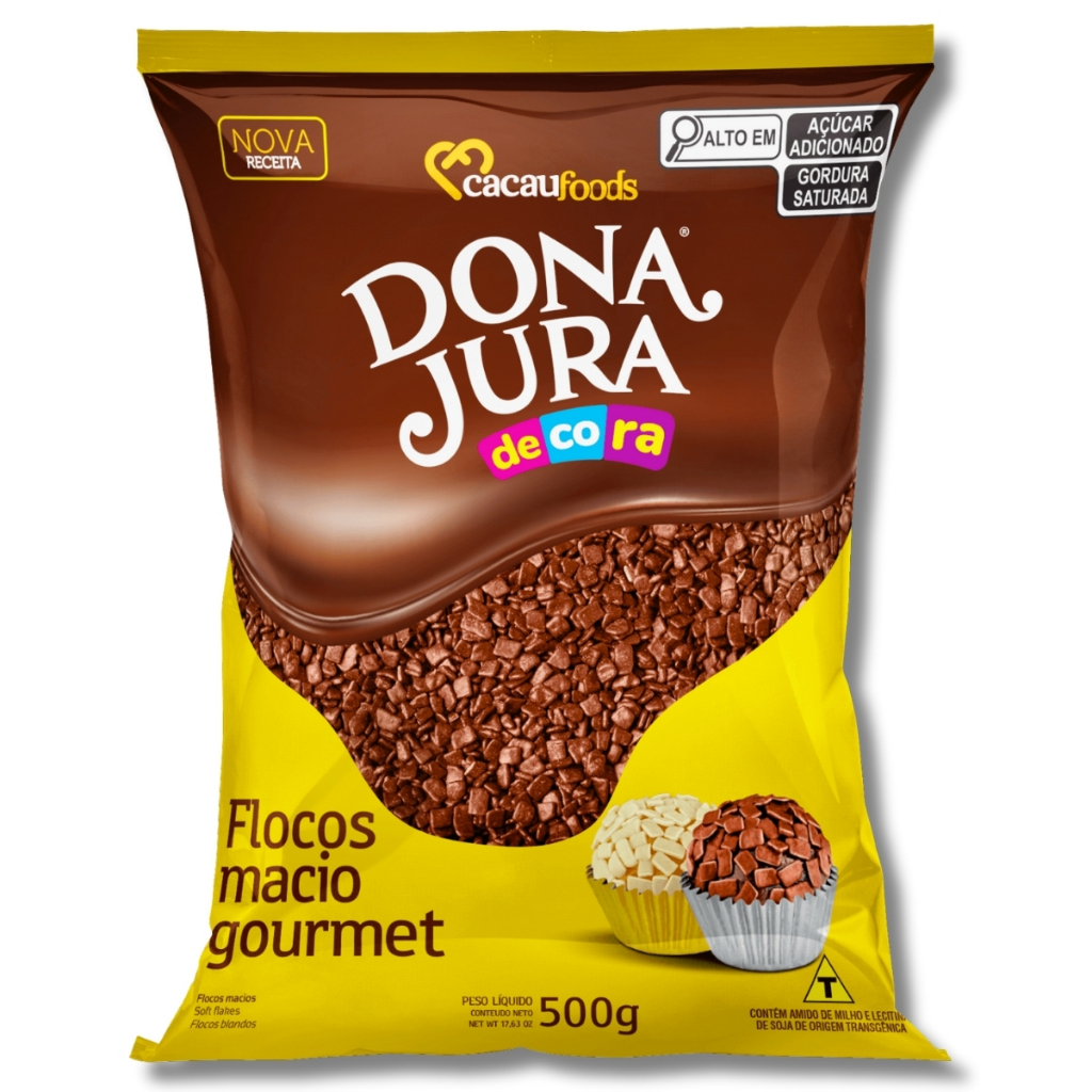 Flocos Macio Gourmet Sabor Chocolate 500g Dona Jura – Zero Lactose em Oferta na Shopee