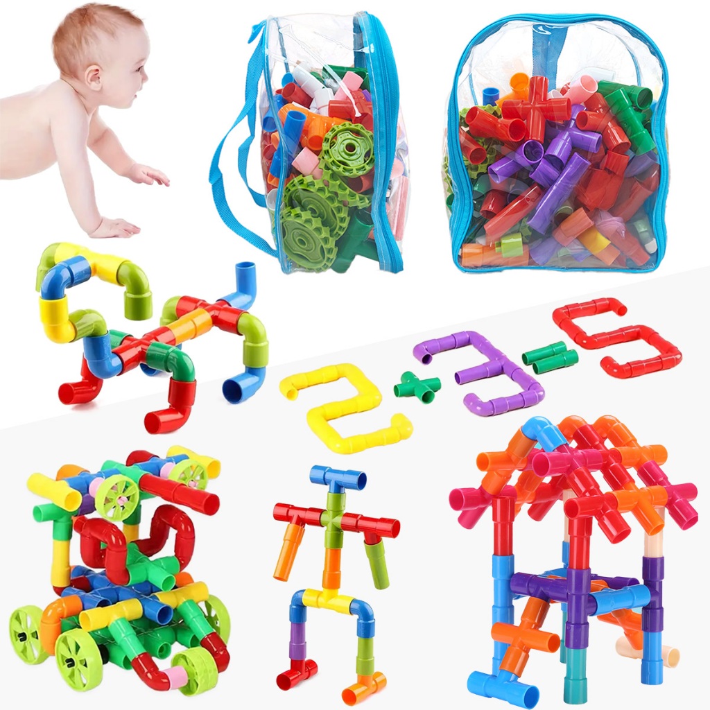 Brinquedo de Montar 120 pcs para Bebê - Blocos Plásticos Coloridos Educativos em Oferta na Shopee