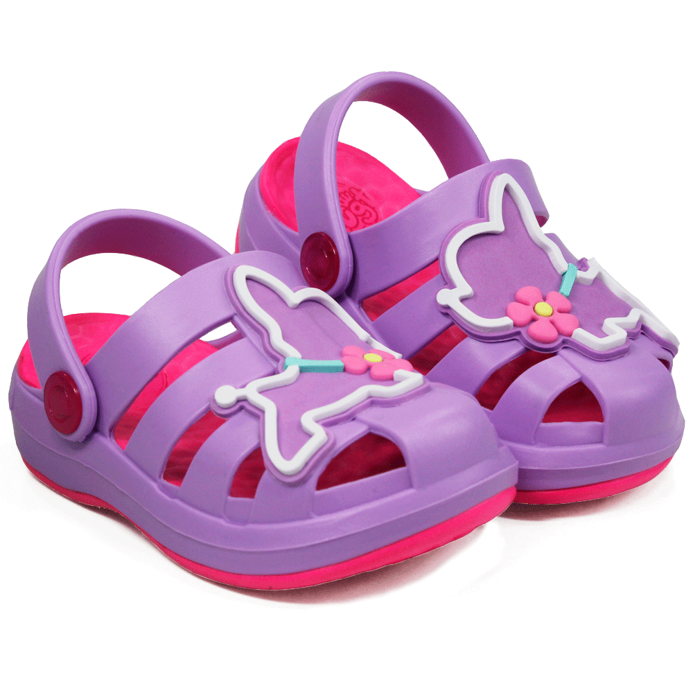 Babuche Infantil Menina Sandália Plugt Pop Cachorrinha Lilás Leve Antiderrapante Macio