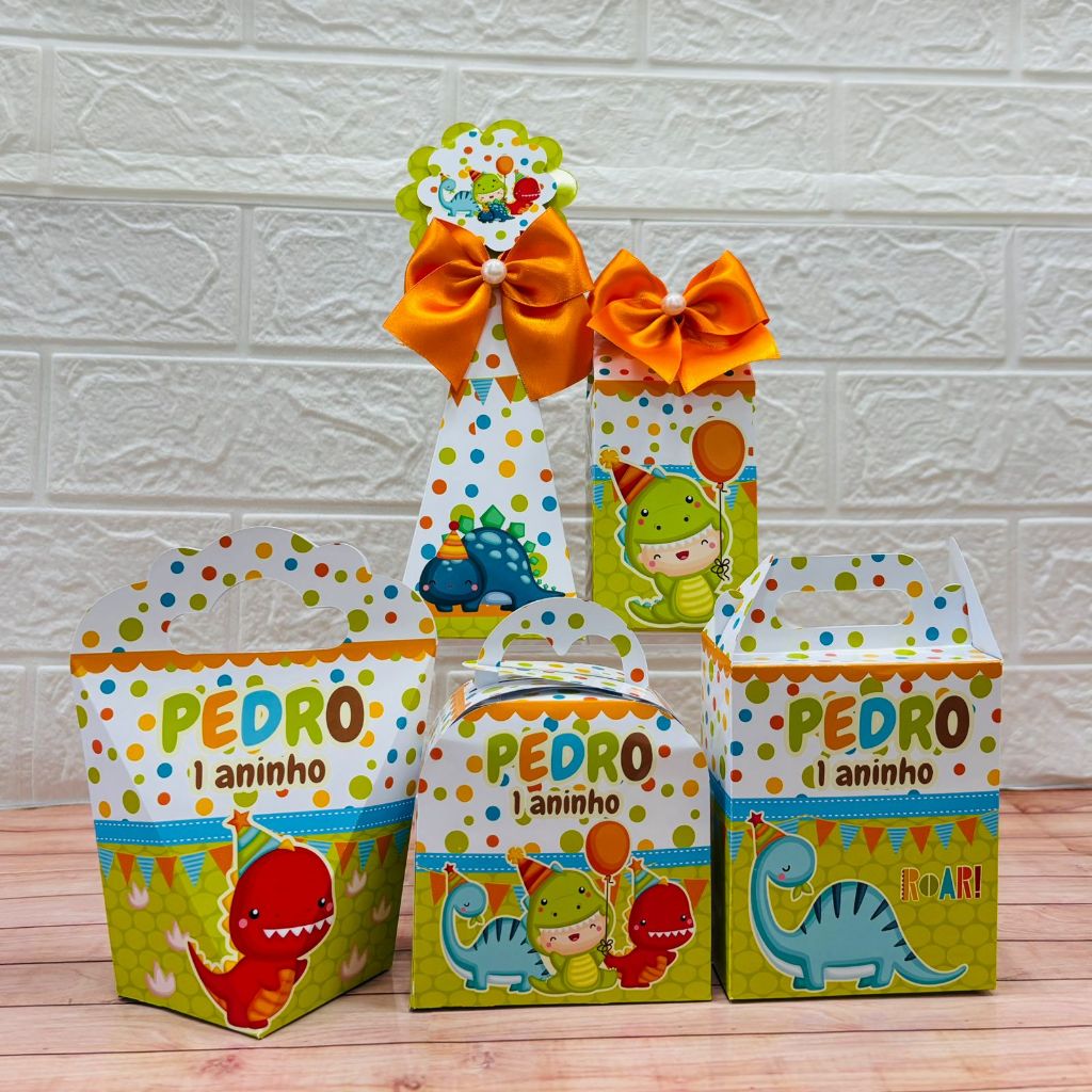 Kit Caixinhas Personalizadas Dinossauro Baby Lembrancinhas Festa Aniversário