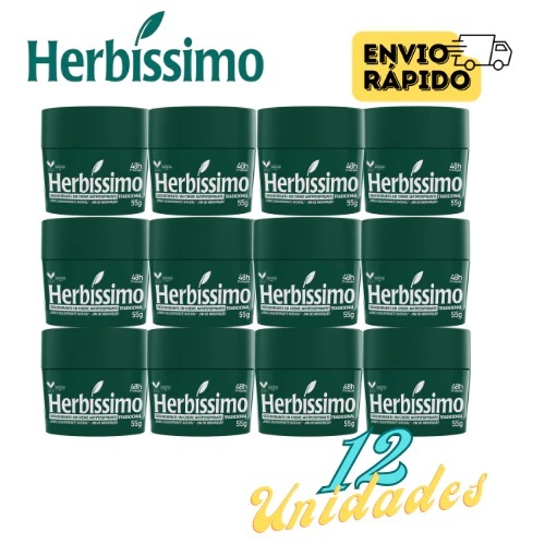 Kit 12 Desodorante Creme Herbíssimo Tradicional 55g