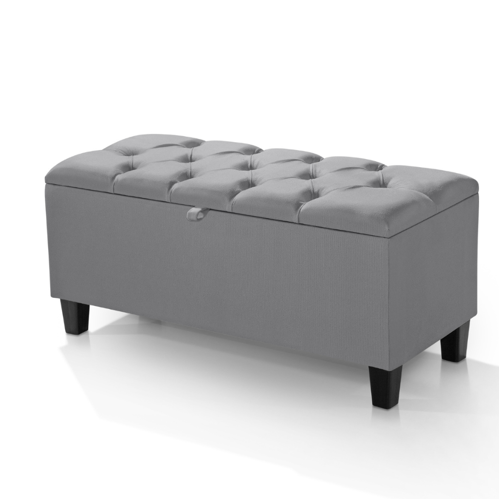 Recamier Sara Sala Quarto Escritório Armazenamento Bau  Estofado Minimalista Moderno Calçadeira Sapateira
