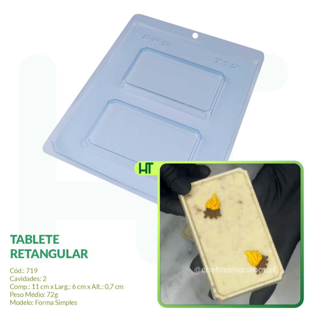 Forma Tablete Retangular BWB 719 - Placa Retangular - Forma para Chocolate BWB