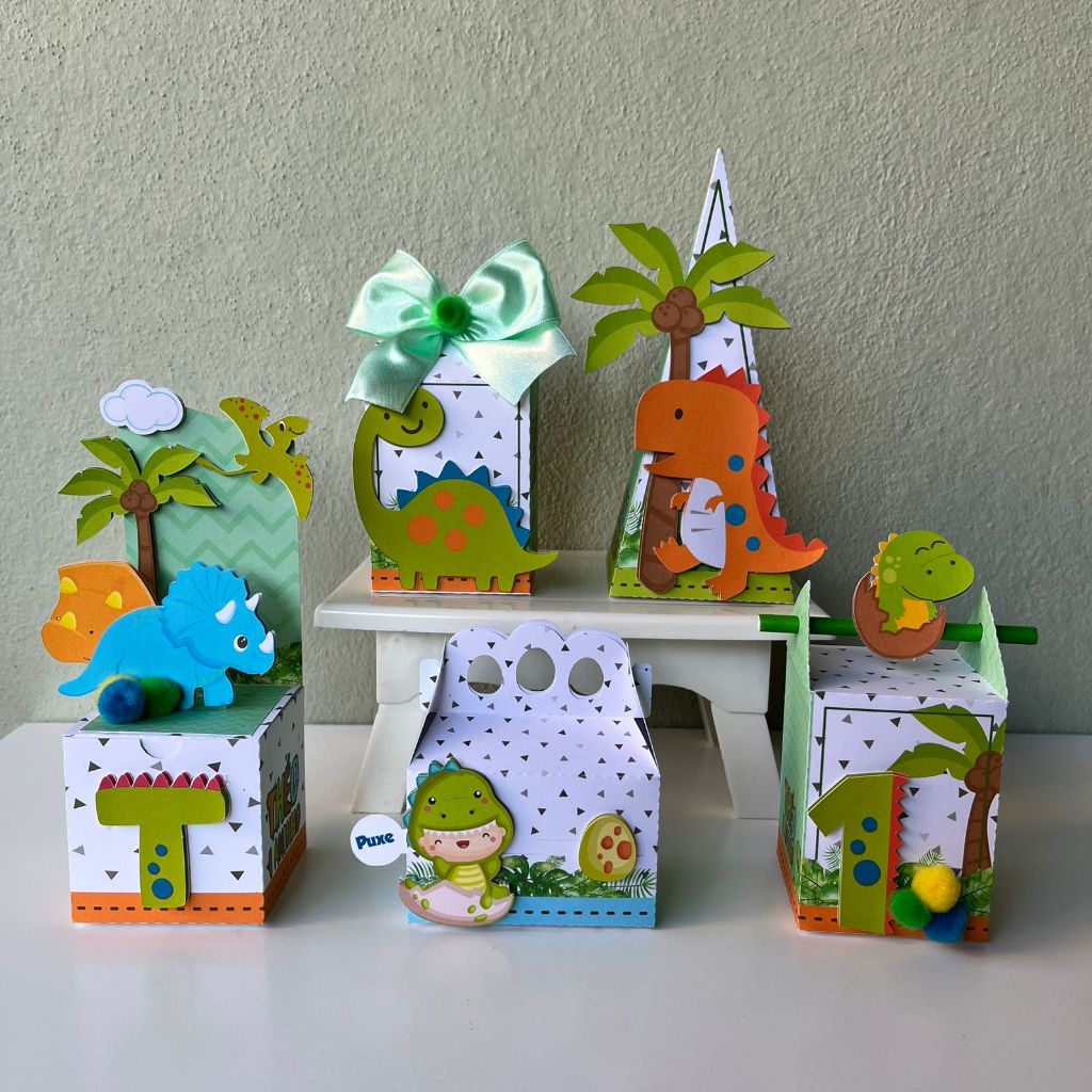 Kit Festa - Lembrancinhas Personalizadas Dinossauro Baby - Caixinha Personalizada - Papelaria Personalizada