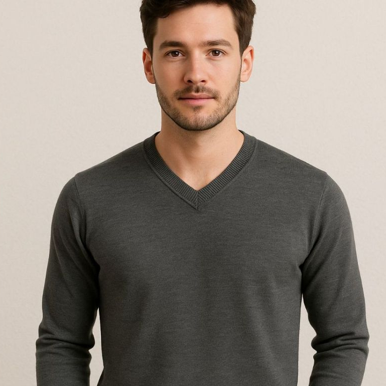 Blusa Masculina Tricot Suéter Gola V Basica Manga Longa Trico Frio em Oferta na Shopee