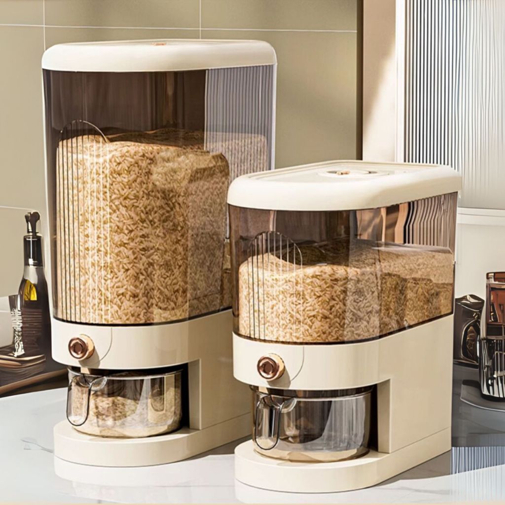 Pote para Armazenamento De Cereais Arroz Grãos Com Dosador 5kg Ou 10kg Organizador Cozinha Casa