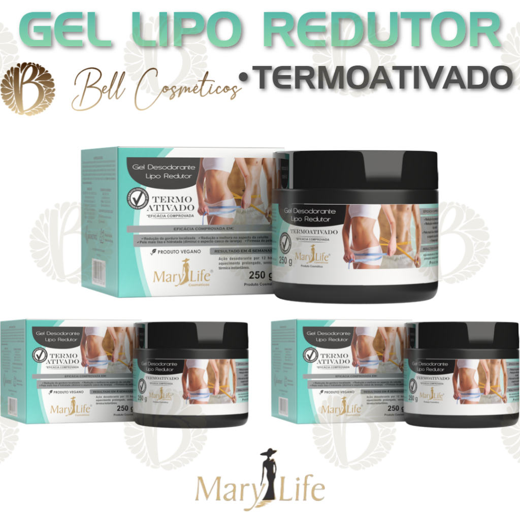 Kit 3 Unidades Gel Lipo Redutor Termo Ativado 250g Mary Life