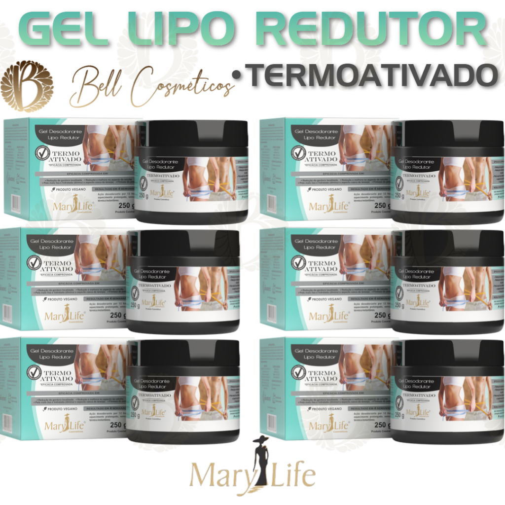 Kit 6 Unidades Gel Lipo Redutor Termo Ativado 250g Mary Life