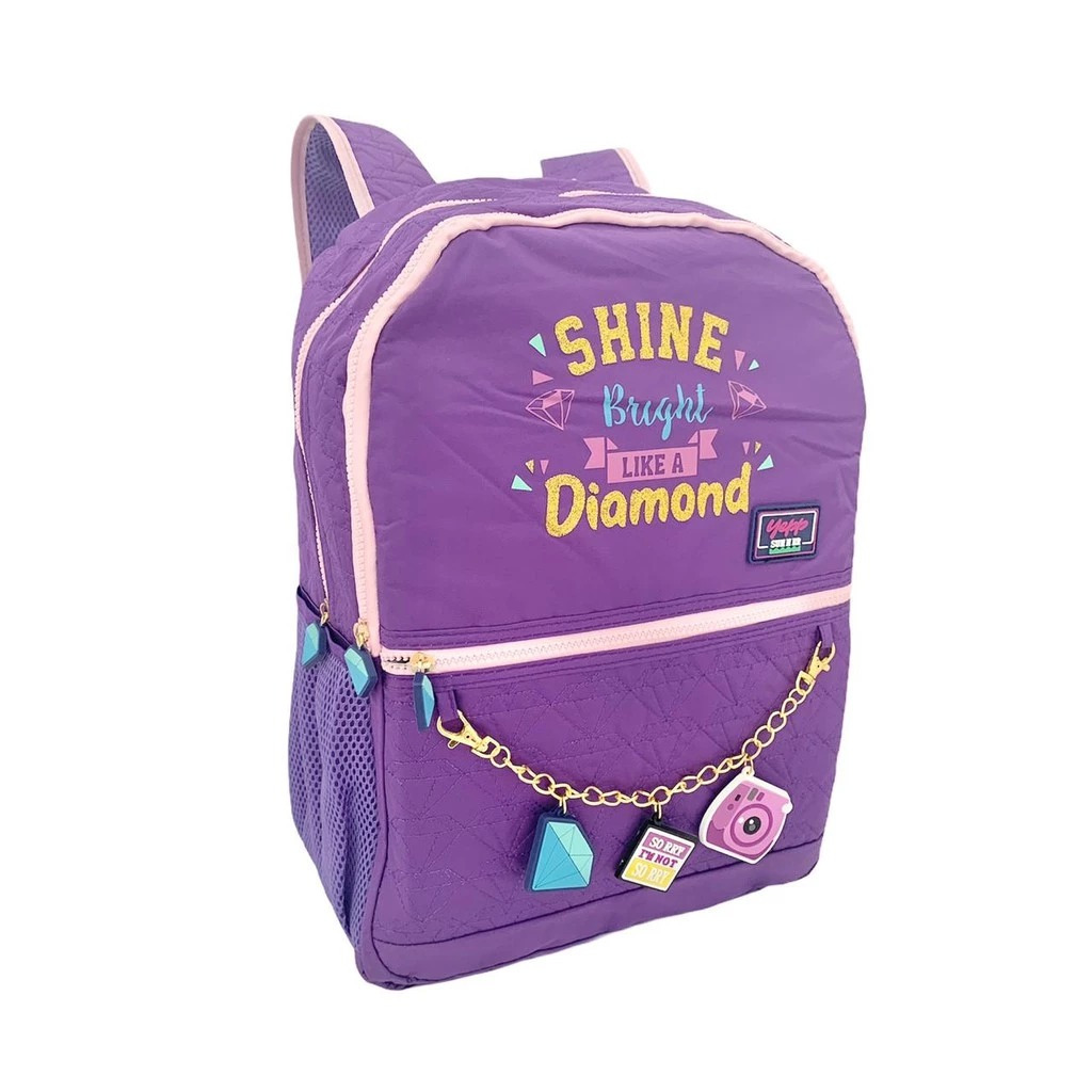 Mochila Yepp Costas Grande Escolar Juvenil Feminina Like Diamond Roxa