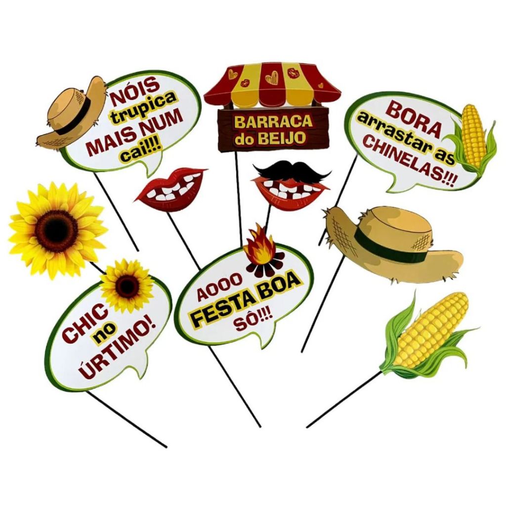 Kit 10 Plaquinhas Arraial Festa Junina P/Selfie 54.19 ( Selfie Nc Toys ) FESTA JUNINA 2025 em Oferta na Shopee