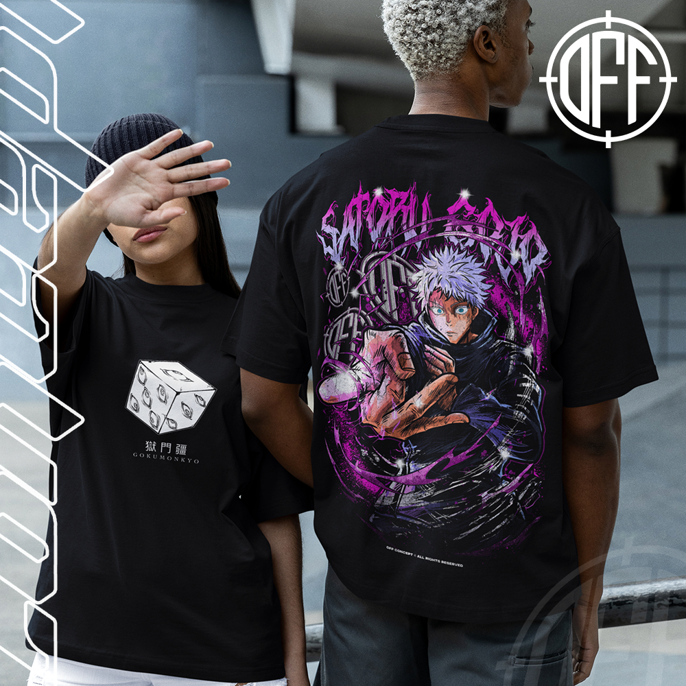 Camiseta Basica e OVERSIZED Satoru Gojo Prison Realm Jujutsu Kaisen Anime Unissex - Offconcept