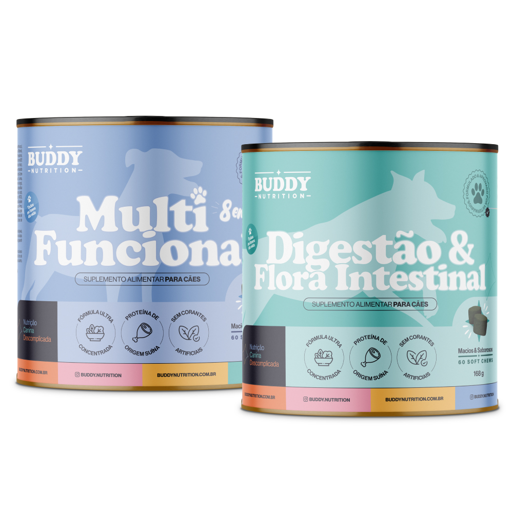 Kit Multi Funcional + Digestão & Flora Intestinal - Suplemento Alimentar Para Cães - Buddy Nutrition