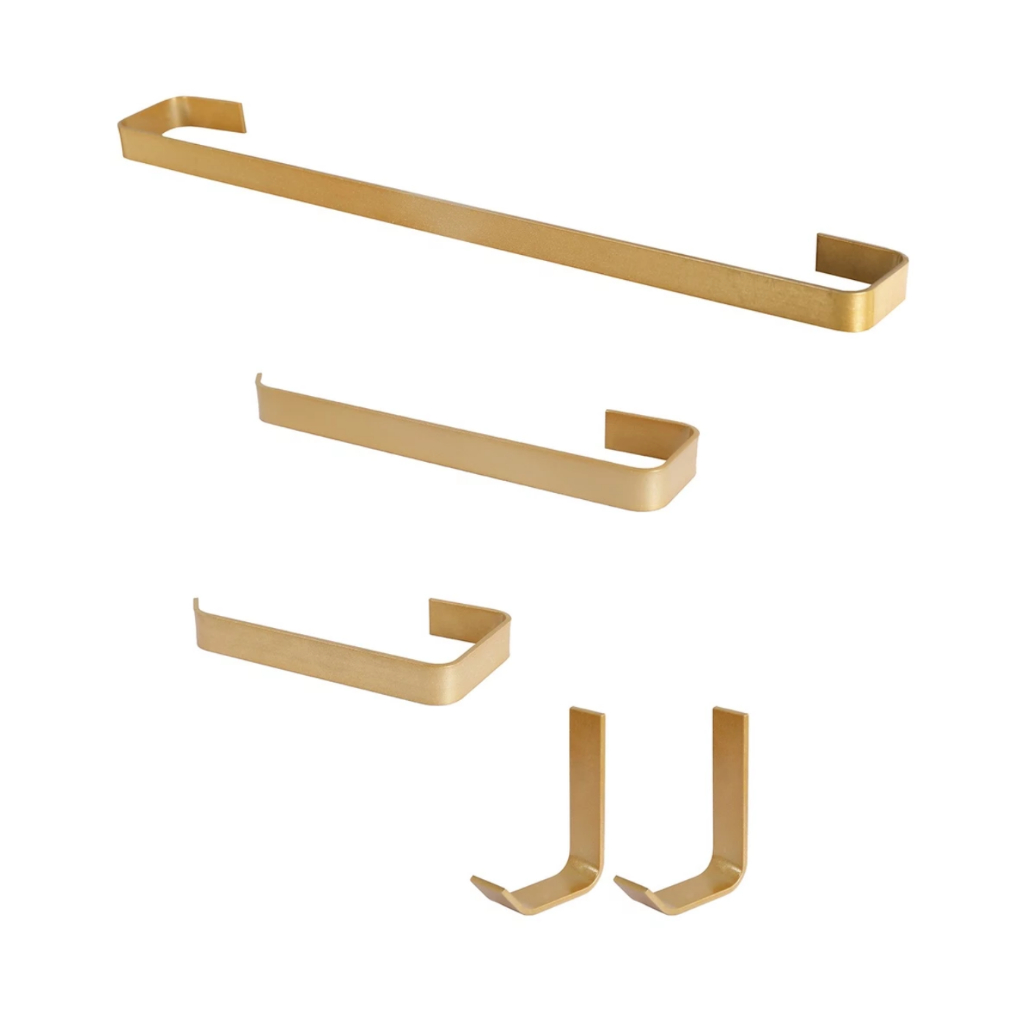 Detalhes do Kit Acessórios P/ Banheiro Dourado 5 Peças 2 Cabides