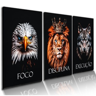 Quadros decorativos para sala quarto disciplina arte foco leão em Oferta na Shopee