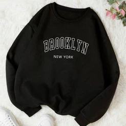 Moletom Careca Brooklyn Gola Redonda Blusa Frio Básico Casaco Feminino Masculino Flanelado Algodão