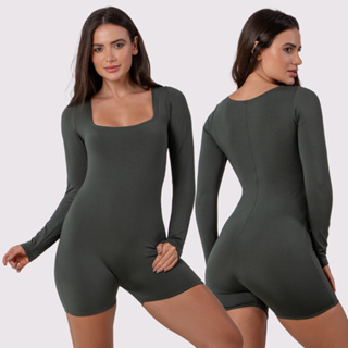 Macaquinho Fitness Manga Comprida Feminino | Compressão e Conforto em Oferta na Shopee