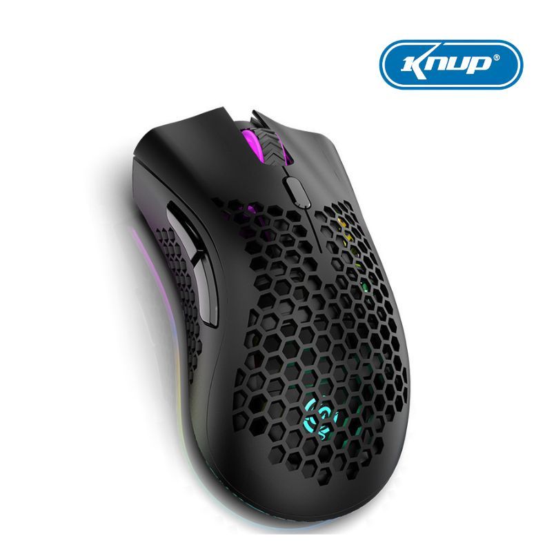 Mouse com fio 2.4G para jogos Mouse recarregável com efeito de luz RGB 3 DPI ajustável Knup em Oferta na Shopee