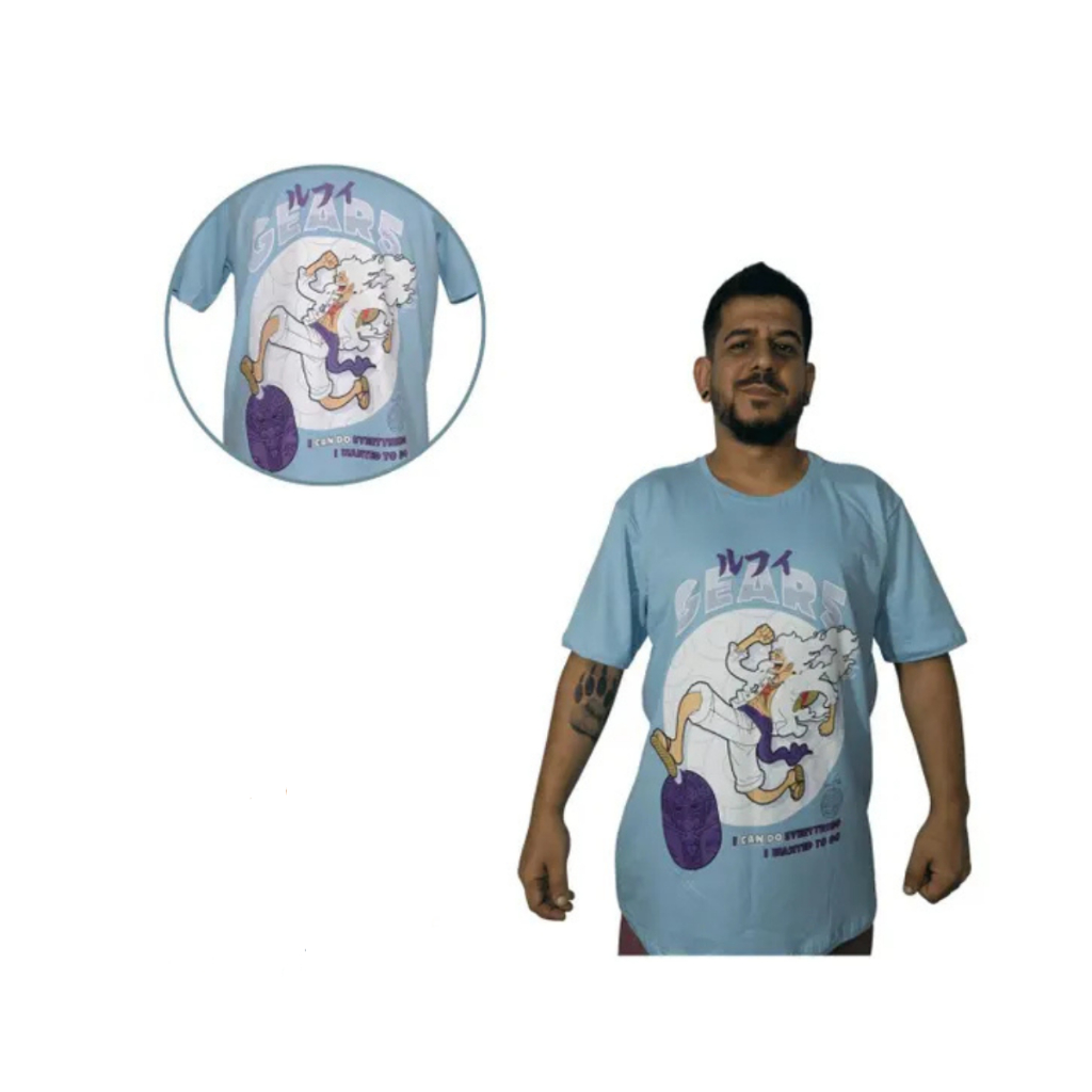 CAMISETA ONE PIECE LUFFY GEAR 5 GOMU AZUL CELESTE GG