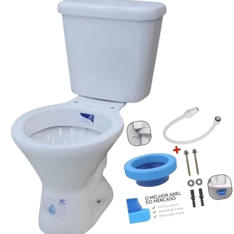 Kit Vaso Bacia Com Caixa Acoplada Branco Araxá Com Anel Vedação e Parafuso + Engate Moderno em Oferta na Shopee