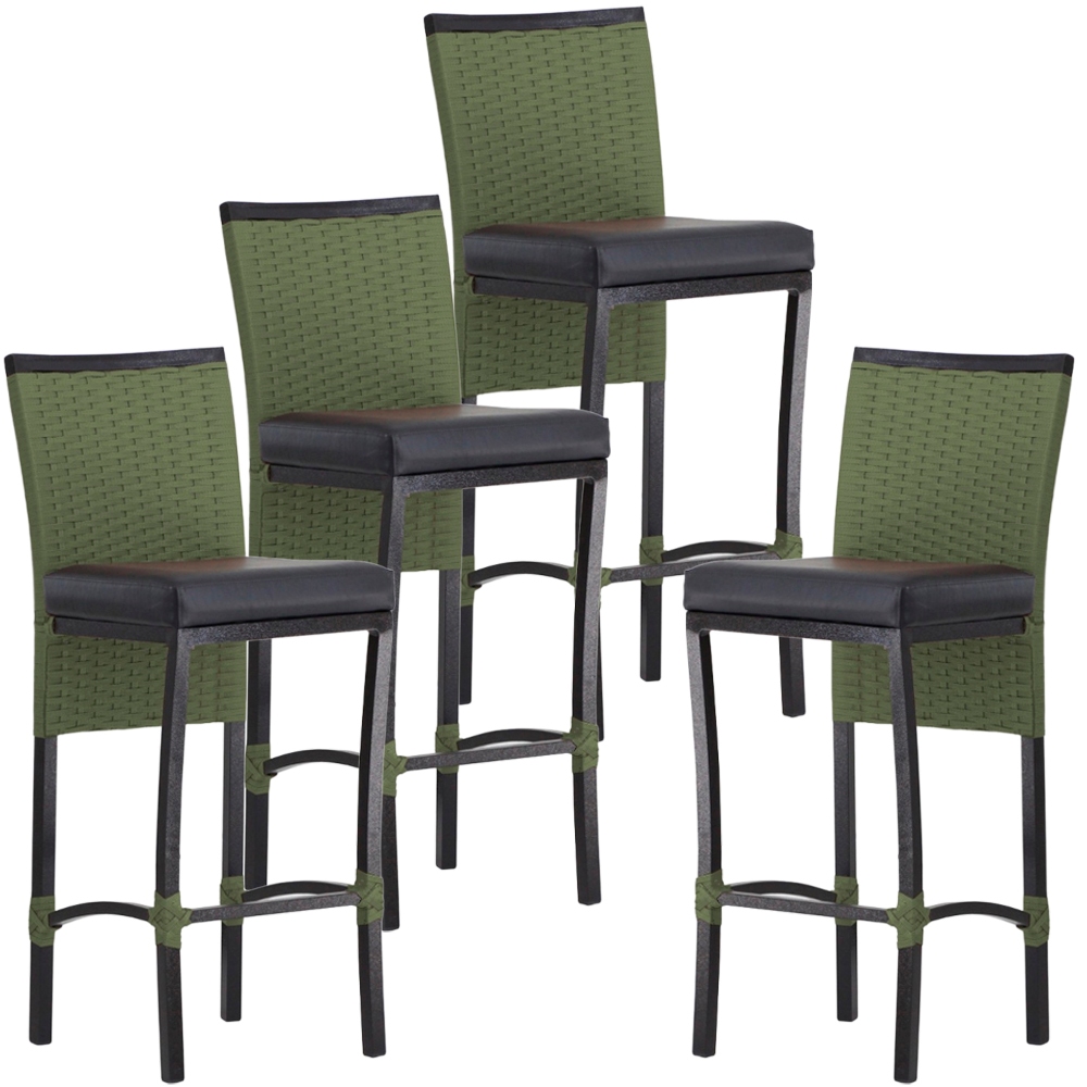 4 Banqueta Cannes em Alumínio Corda Náutica Para Edícula, Balcão, Mesa de Jantar Trama Original