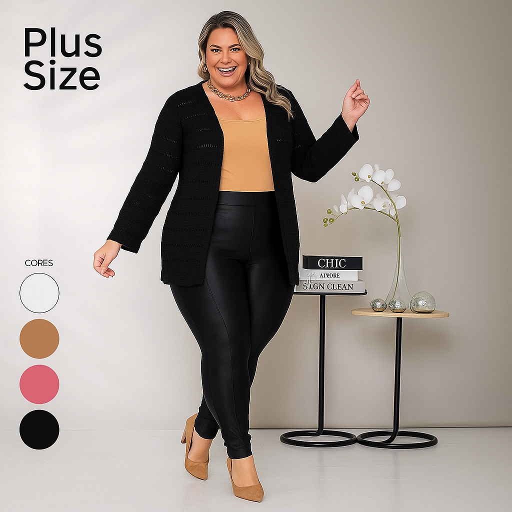 Blusa Casaco Cardigan Tamanho Grande Feminino Plus Size
