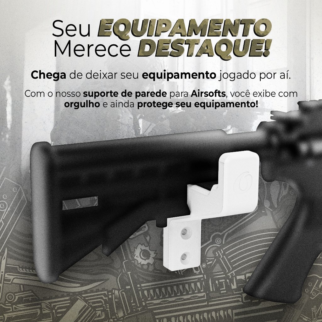 Gancho de Parede PLA – Armas Airsoft, Fuzil, Carabina