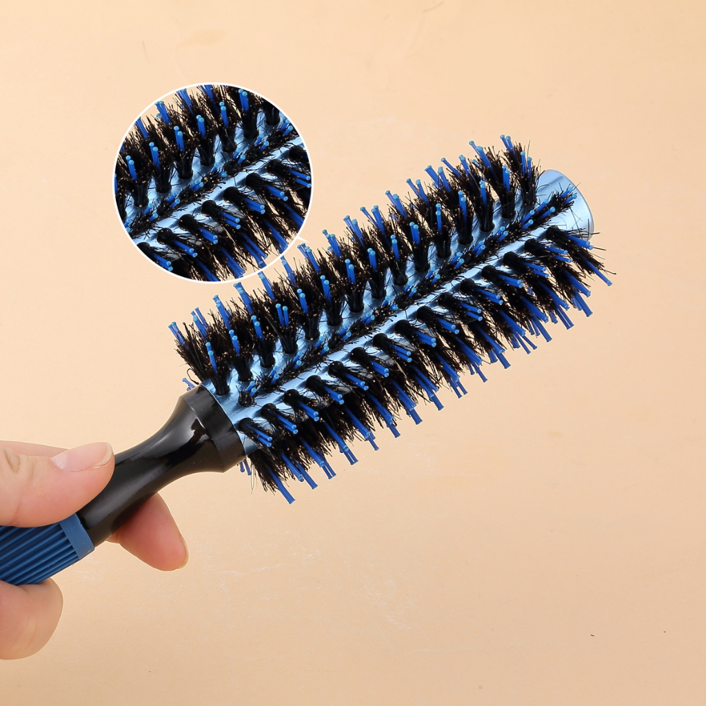 Escova Profissional de Cerdas Naturais de Javali cabeleireiro Cor - Azul
