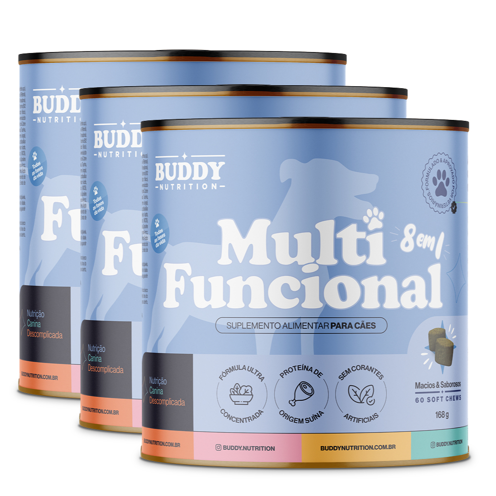 Kit 3x - Multi Funcional 8 em 1 - Suplemento Alimentar Para Cães - Buddy Nutrition