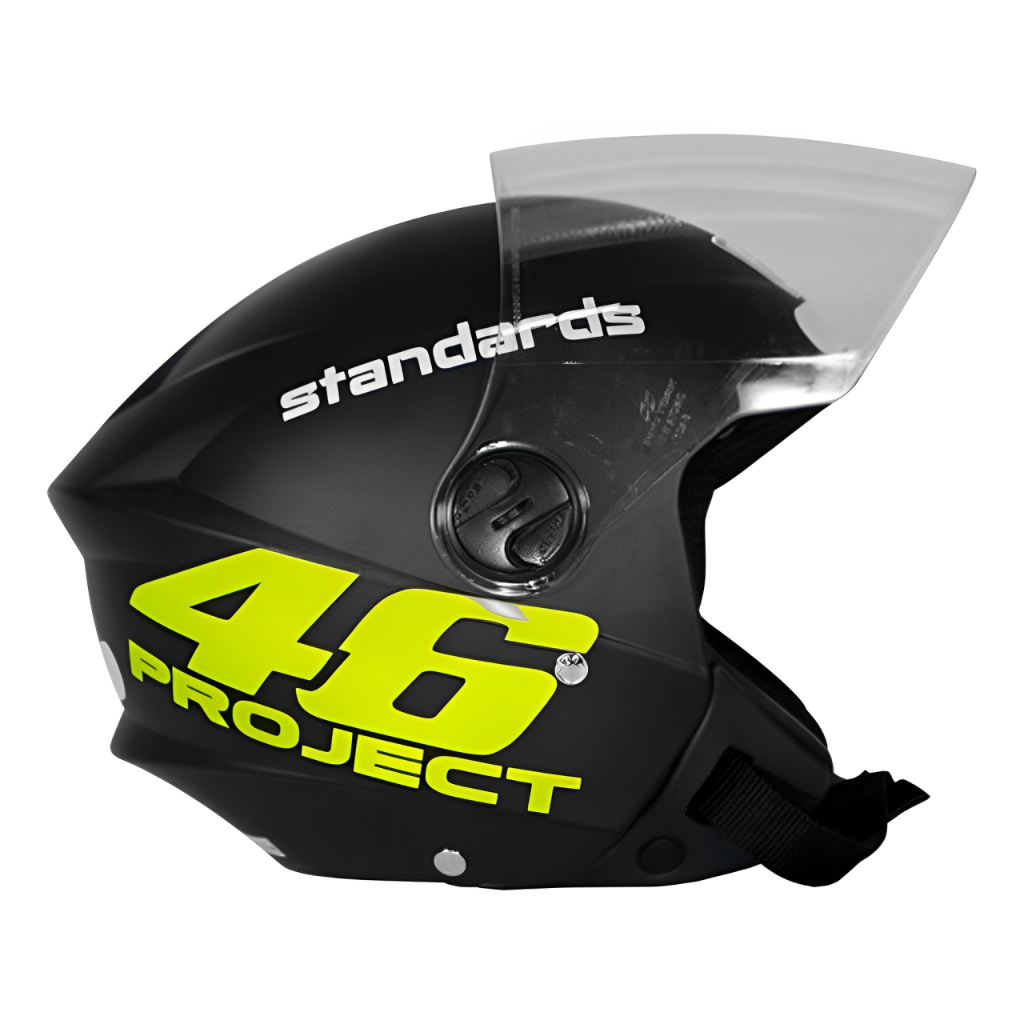Capacete Liberty New 3 Aberto Personalizado Project 46 Vr Preto Fosco com Viseira Fumê/Transparente