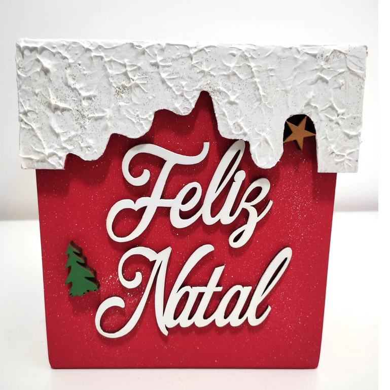 Decoração de Natal - Caixa Decorativa Para Panetone, Bolacha, Doces Vermelha