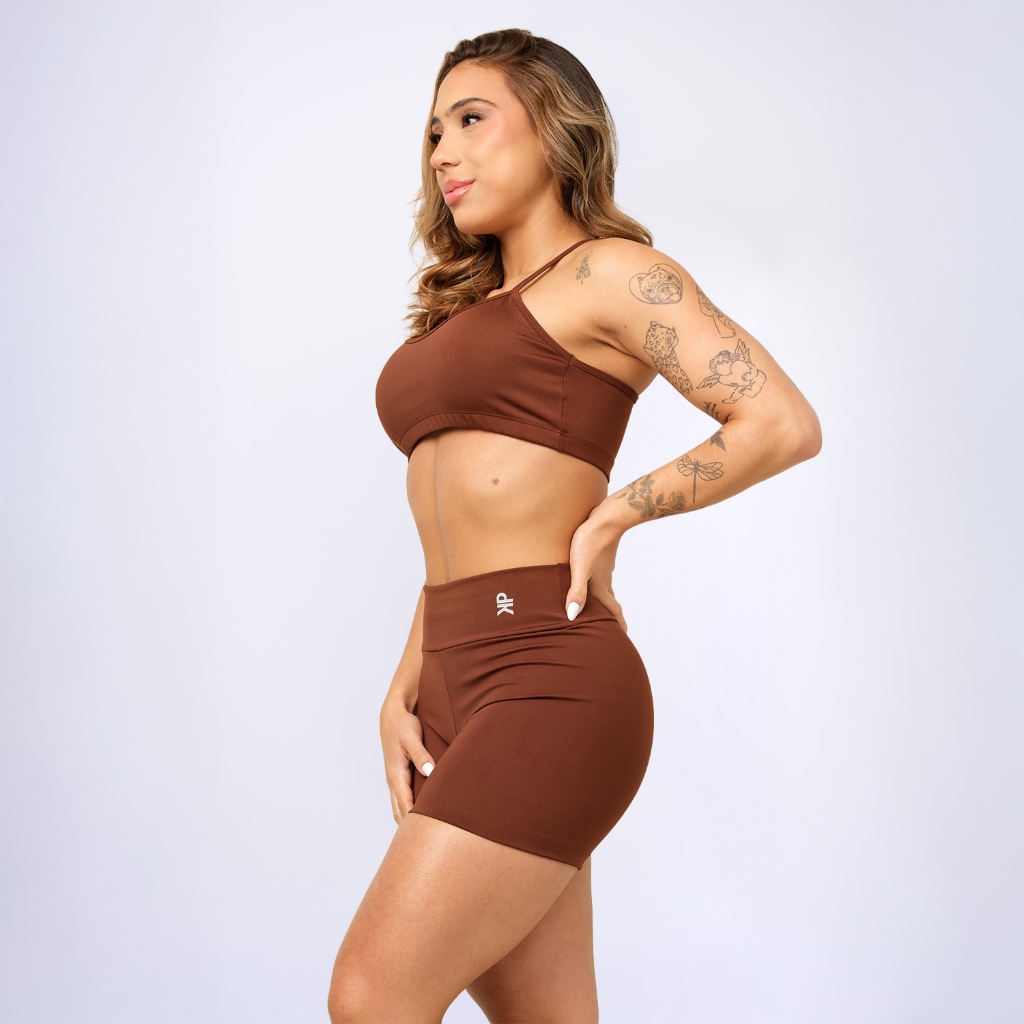 Conjunto Fitness Top Alça e Short Legging Blackout Cós Alto Feminino Liso Básico Academia em Oferta na Shopee