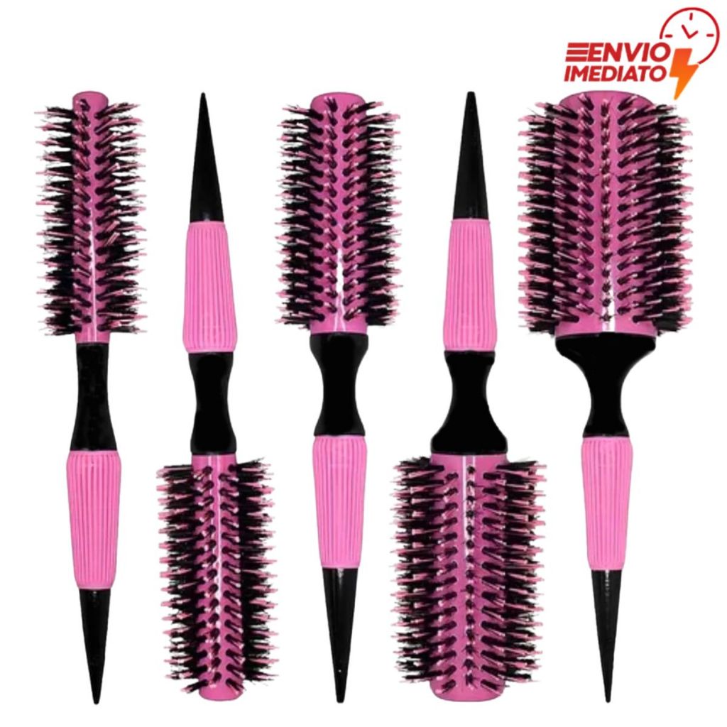 Escova De Cabelo Térmica Rosa Cerdas De Javali Mista Madeira em Oferta na Shopee
