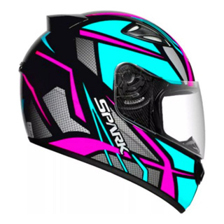 Capacete Ebf Spark Spider Preto Rosa e tiffany em Oferta na Shopee