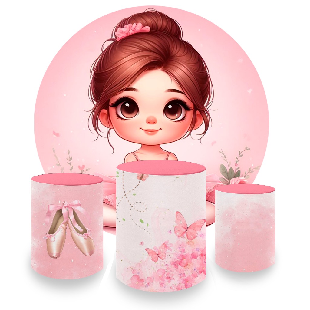 Kit Capa Painel Redondo + Capa De Cilindro Tema Bailarina
